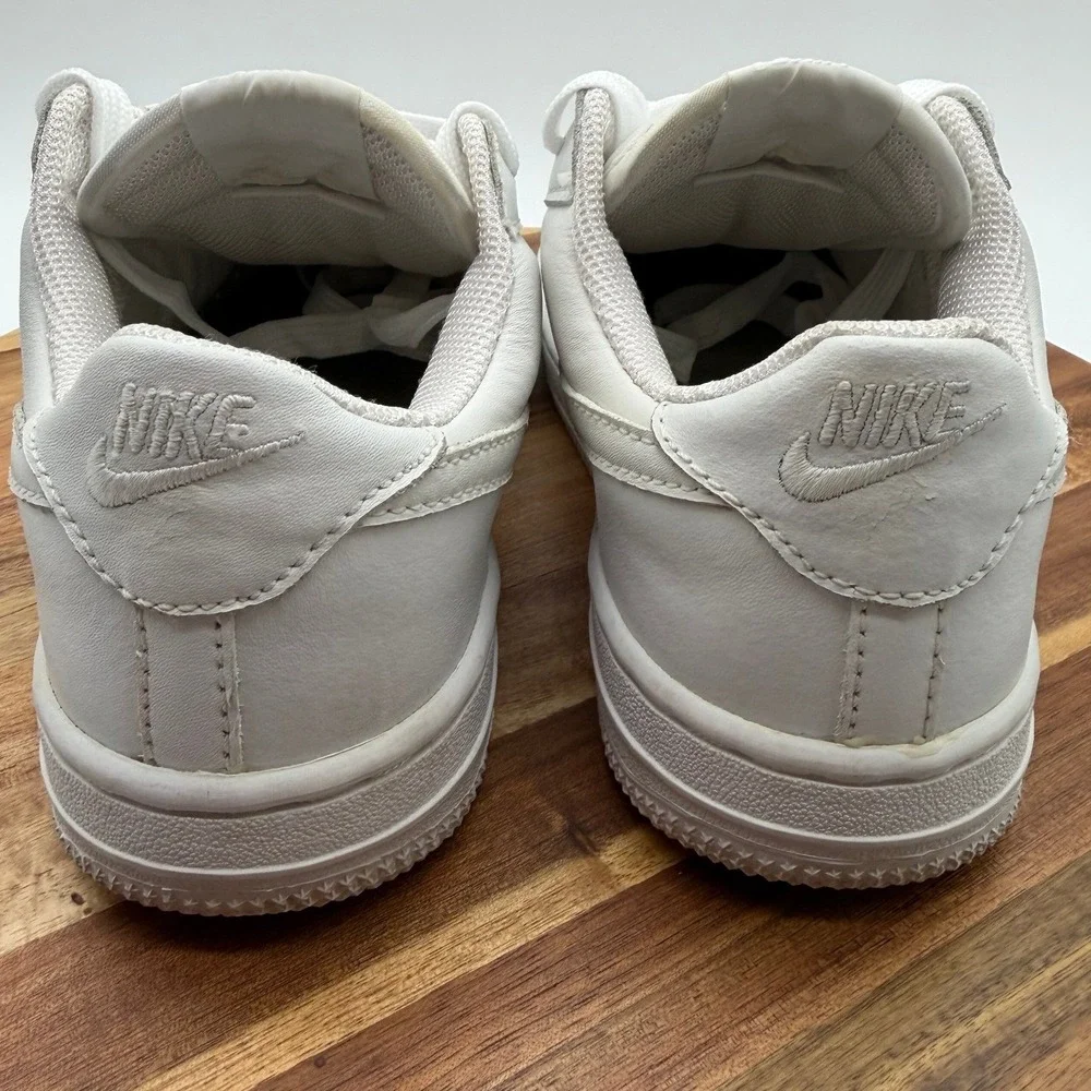 Nike Air Force 1 Low Men's 3Y Women's 4.5‎ Triple White Leather Sneakers 0624